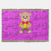 Cute Teddy Bear on Pink Geometric Decke (Vorderseite)