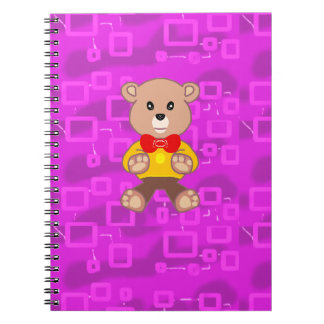 Cute Teddy Bear on Pink Geometric  Notizblock