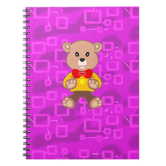 Cute Teddy Bear on Pink Geometric Notizblock (Vorderseite)