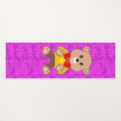 Cute Teddy Bear on Pink Geometric  Yogamatte (Rückseite (Horizontal))