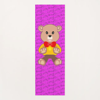 Cute Teddy Bear on Pink Geometric  Yogamatte