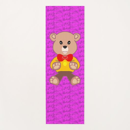 Cute Teddy Bear on Pink Geometric  Yogamatte (Vorderseite)
