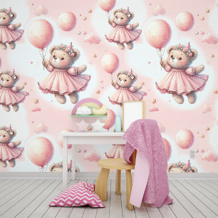 Cute Teddy Bear Pastell Pink Wasserfarbe Tapete