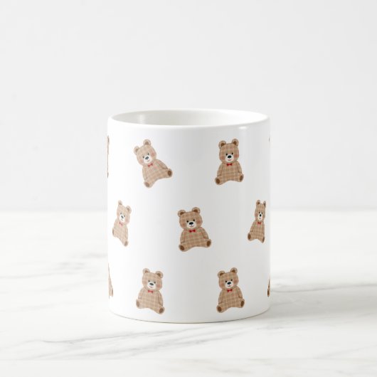 Cute Teddy Bear Pattern Mug – Aesthetic Cozy Gift  Kaffeetasse (Mittel)