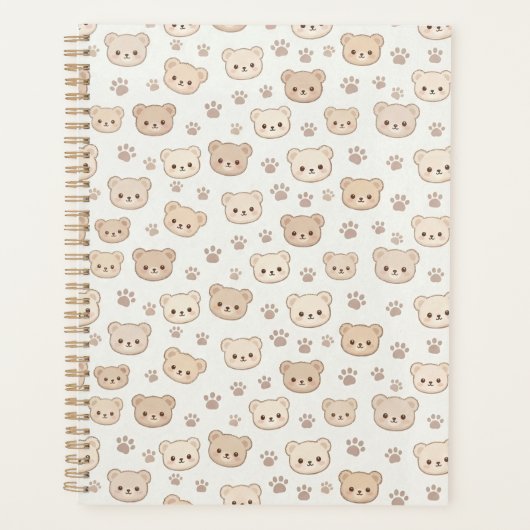 Cute Teddy Bear Pattern Notebook Cover Background Planer (Vorderseite)
