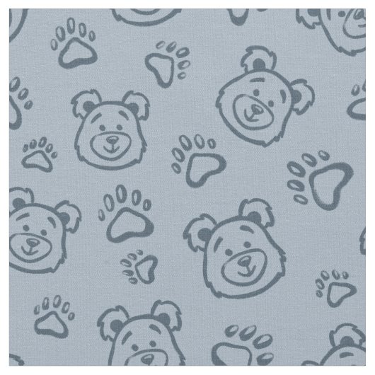 Cute Teddy Bear Paws Boho Boy Baby Kids Blue Stoff (Nahaufnahme)