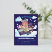 Cute Teddy Bear Pilot Airplane Art Postkarte (Stehend Vorderseite)
