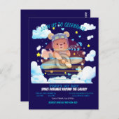 Cute Teddy Bear Pilot Airplane Art Postkarte (Vorne/Hinten)