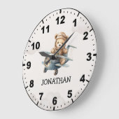 Cute Teddy Bear Pilot in a Sky Adventure Große Wanduhr (Winkel)