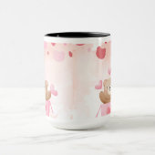 ​Cute Teddy Bear & Pink Hearts Coffee Mug Tasse (Zentrum)