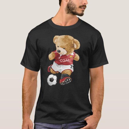 Cute teddy bear playing soccer T-Shirt (Vorderseite)