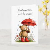 Cute Teddy Bear Red Galoshes Get Well Soon Karte (Gelbe Blume)