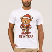 Cute Teddy Bear Santa Happy New Year Sticker T-Shirt (Vorderseite)