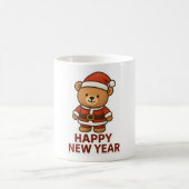 Cute Teddy Bear Santa Happy New Year Sticker Verwandlungstasse (Mittel)