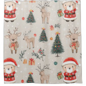 Cute Teddy Bear & Santa on White (5) Duschvorhang (Vorderseite)