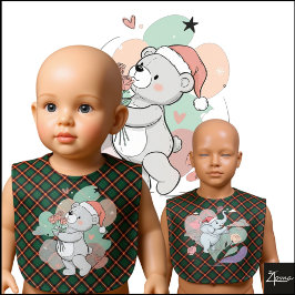 Cute Teddy Bear Santa Rose Pastel Babylätzchen
