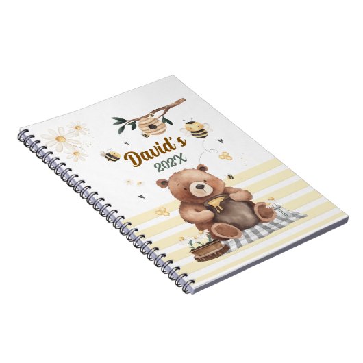  Cute teddy bear school notebook with jar of honey Notizblock (Rechte Seite)