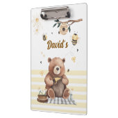 Cute teddy bear school with jar of honey Klemmbrett (Links)