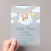 Cute Teddy Bear Sleeping on Cloud Baby Shower Invi Acryleinladungen (Insitu (Handheld))