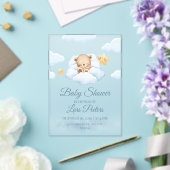 Cute Teddy Bear Sleeping on Cloud Baby Shower Invi Acryleinladungen (In Situ (Hochzeit))