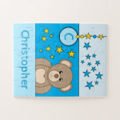 Cute teddy bear stars name blue puzzle (Horizontal)