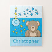 Cute teddy bear stars name blue puzzle (Vertikal)