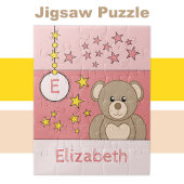 Cute teddy bear stars name pink puzzle