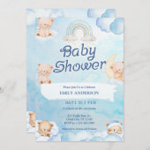 Cute Teddy Bear Twinkle Little Star Cloud Einladung (Vorne/Hinten)
