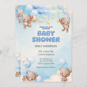 Cute Teddy Bear Twinkle Little Star Einladung (Vorne/Hinten)