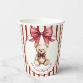 Cute Teddy Bear "We Can Bearly Wait" Baby Shower Pappbecher (Rückseite)