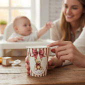 Cute Teddy Bear "We Can Bearly Wait" Baby Shower Pappbecher
