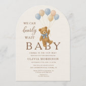 Cute Teddy Bear We Can Bearly Wait Einladung (Vorderseite)