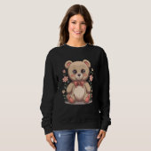 Cute Teddy Bear with Bow Tie and Pastel Flowers Sweatshirt (Vorne ganz)