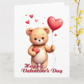 Cute Teddy Bear with Heart – Happy Valentine’s Day Karte (Gelbe Blume)