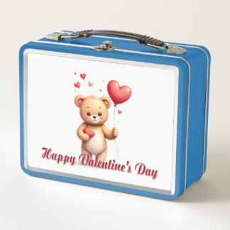 Cute Teddy Bear with Heart – Happy Valentine’s Day Metall Brotdose