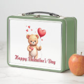 Cute Teddy Bear with Heart – Happy Valentine’s Day Metall Brotdose (Beispiel)