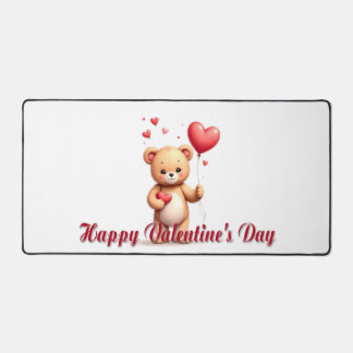 Cute Teddy Bear with Heart – Happy Valentine’s Day Schreibtischunterlage