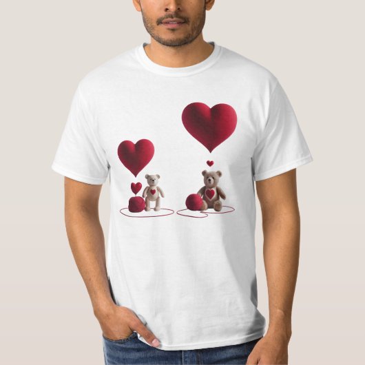 Cute Teddy Bears Big Little Heart Men's Value T-Shirt (Vorderseite)