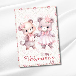 Cute Teddy Bears Happy Valentines Day Feiertagskarte