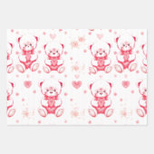 Cute teddy bears holding hearts  geschenkpapier set (Vorderseite 3)