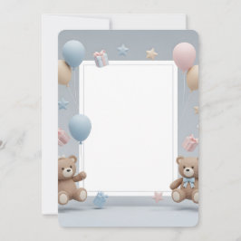 Cute Teddy Bears Photo Frame - Blue & Pink Baby Einladung