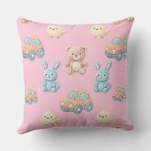 Cute Teddy & Bunny Kids Throw Pillow Kissen (Rückseite)