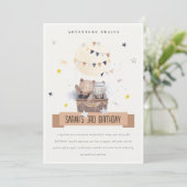 Cute Teddy Hot Air Balloon Kids Photo Birthday Dankeskarte (Stehend Vorderseite)