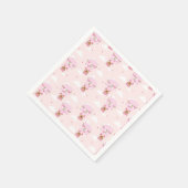Cute Teddy Hot Air Balloon Pink Birthday Napkins Serviette (Ecke)