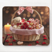 Cute Teddy Rose Basket Romantic Valentine Office Mousepad (Vorne)