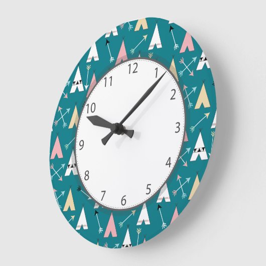 Cute Teepees and Arrows - Große Wanduhr (Winkel)