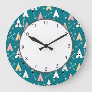 Cute Teepees and Arrows - Große Wanduhr
