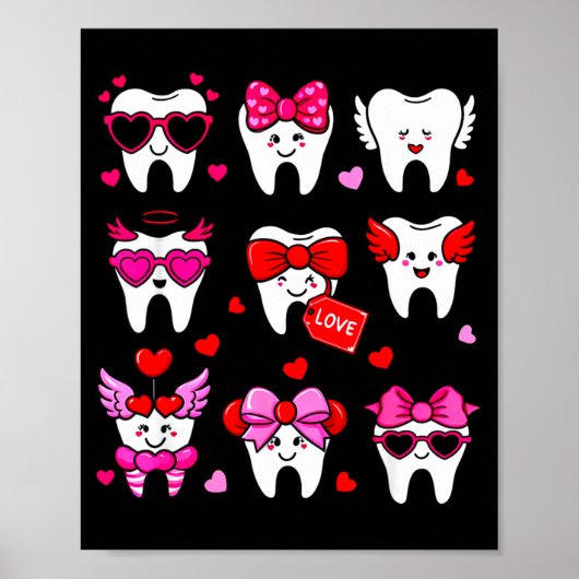 Cute Teeth Love Valentine's Day Dental  Poster (Vorne)