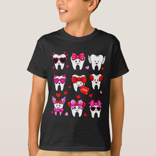 Cute Teeth Love Valentine's Day Dental T-Shirt (Vorderseite)