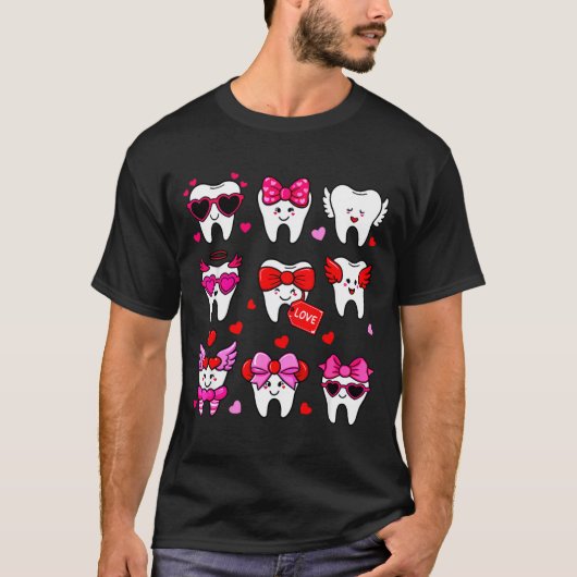 Cute Teeth Love Valentine's Day Dental  T-Shirt (Vorderseite)